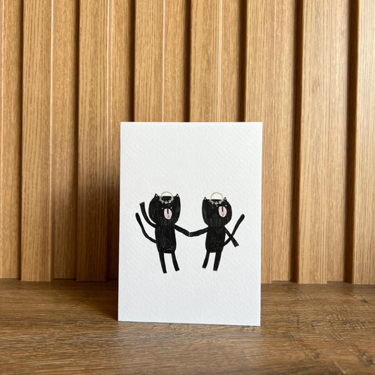 Romantic Black Cat Greeting Card