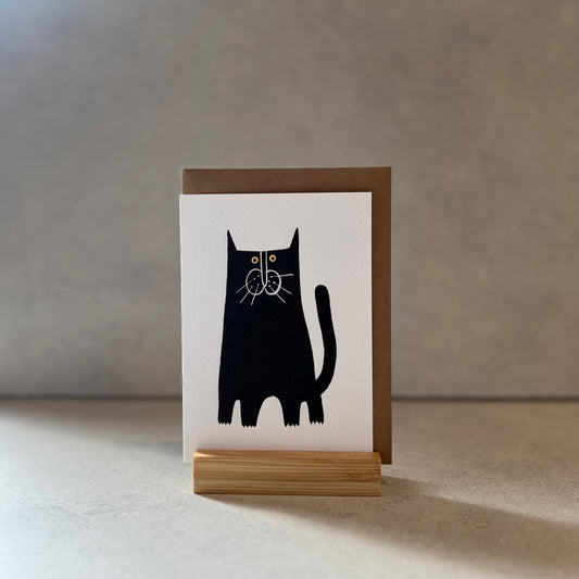 Funky Black Cat Greeting Card