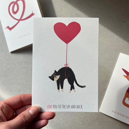 Love You to the sky and back Cat Greeting Card
