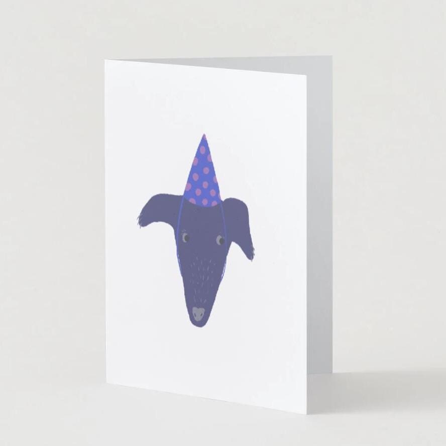 Purple Pup Party  Celebration Greeting Card
