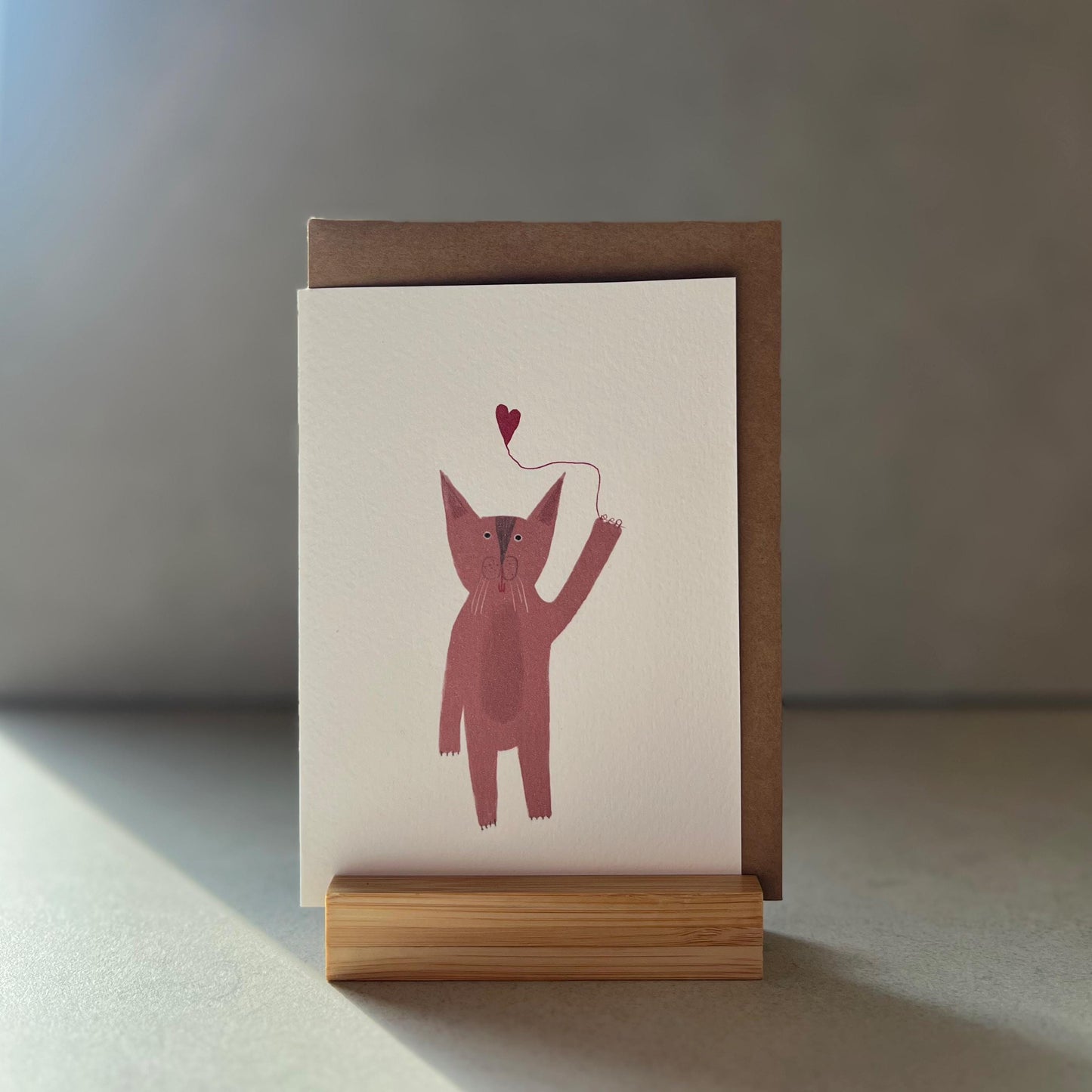 Cat Heart Balloon Greeting Card