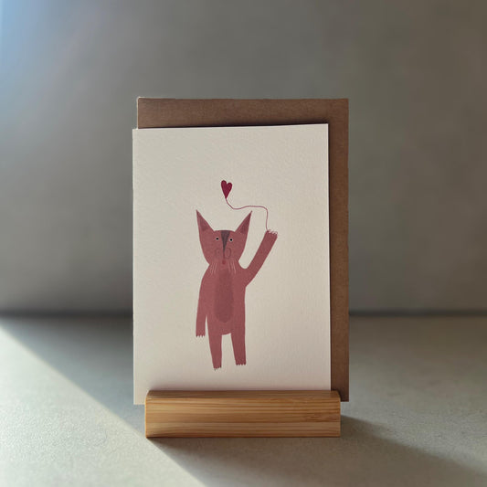 Cat Heart Balloon Greeting Card