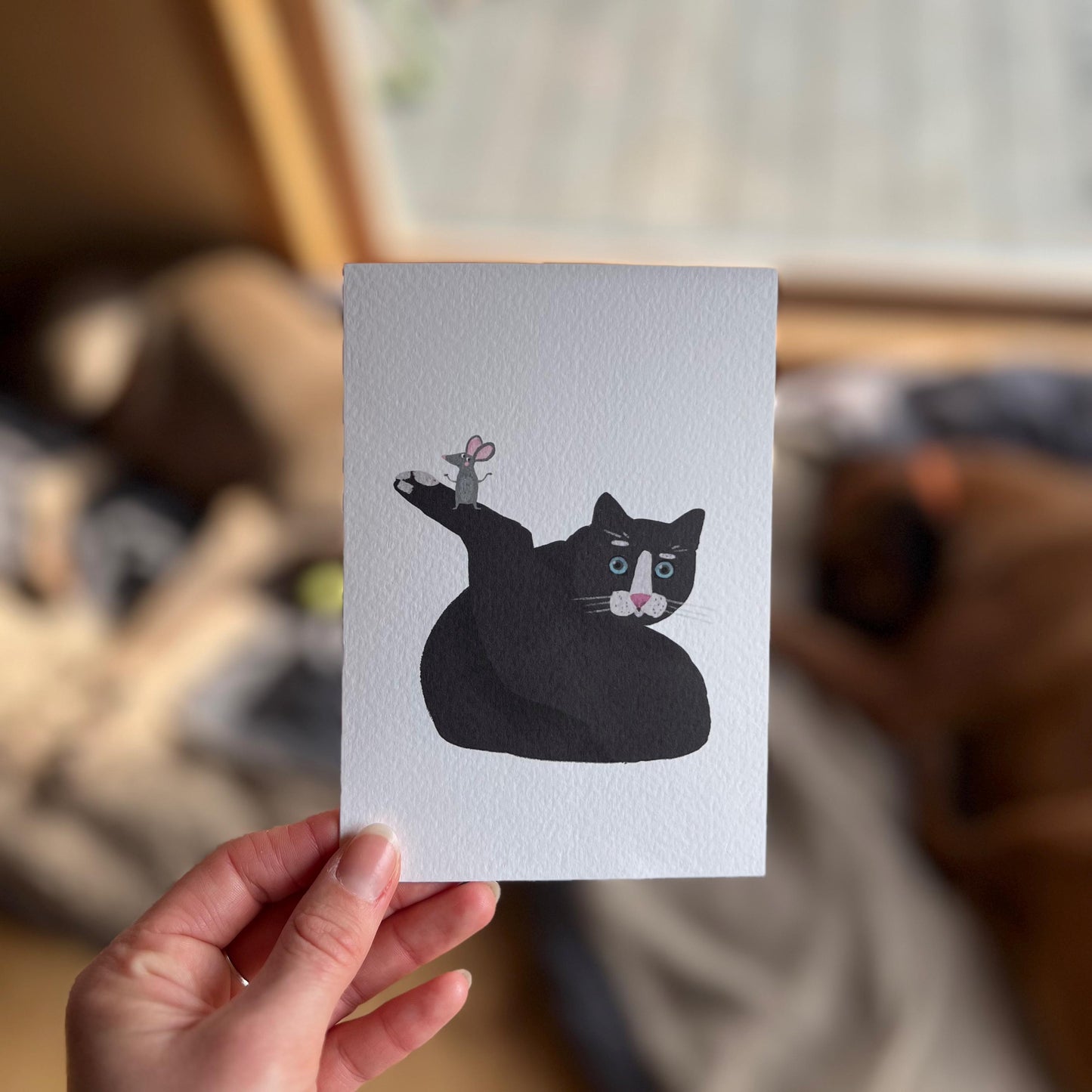 Funny Cat and Mouse Greeting Card