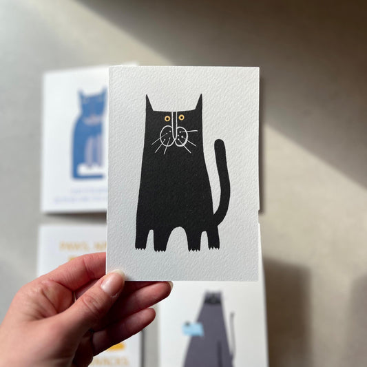 Funky Black Cat Greeting Card