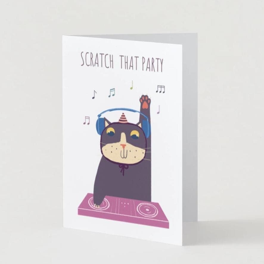 DJ Cat Birthday Greeting Card