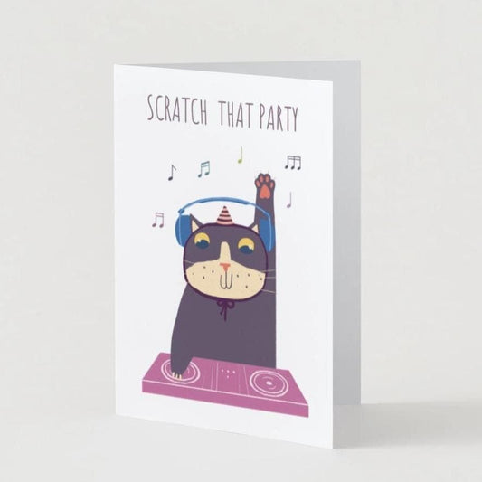 DJ Cat Birthday Greeting Card