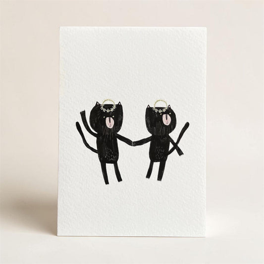 Romantic Black Cat Greeting Card