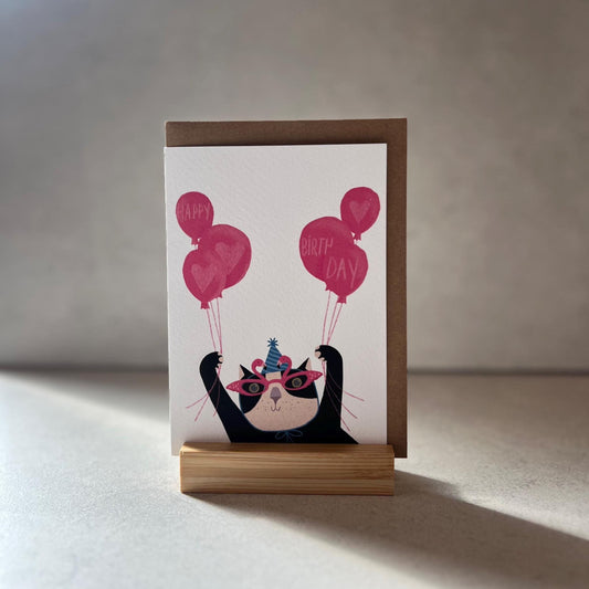 Cats and Flamingo Sunglasses  Happy Birthday Greeting  Card