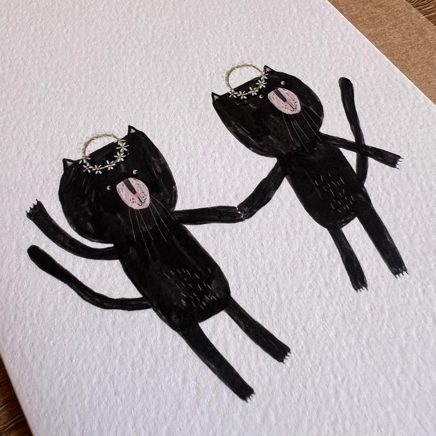 Romantic Black Cat Greeting Card