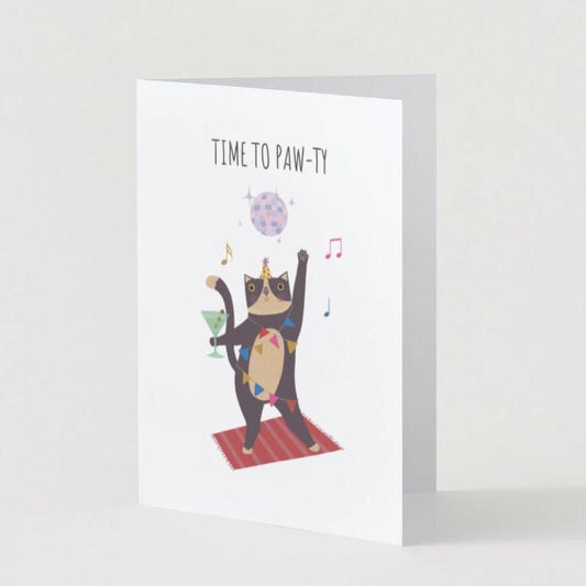 Time to Paw-ty Cat Birthday Greeting Card