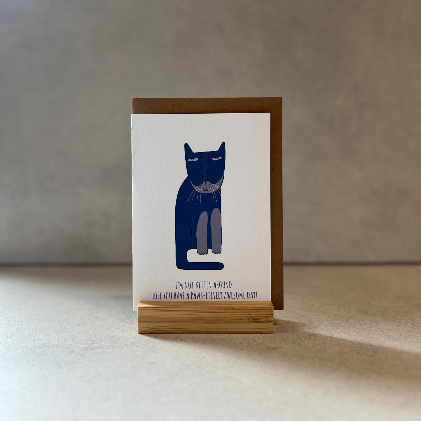 Quirky Blue Cat Birthday Greeting Card