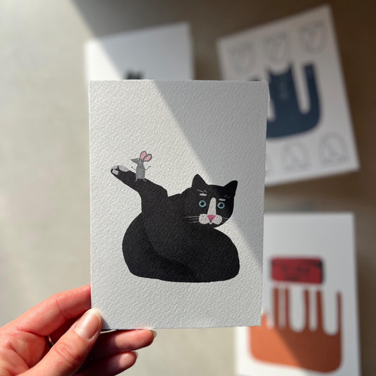 Funny Cat and Mouse Greeting Card