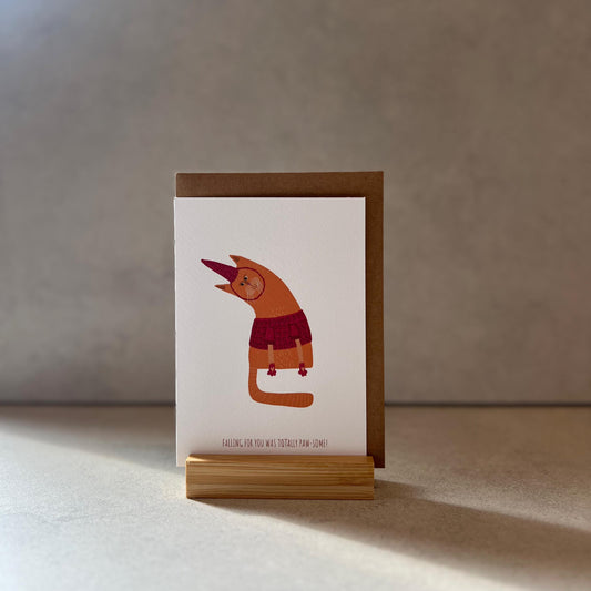 "Falling for you was totally paw-some!" Greeting Card