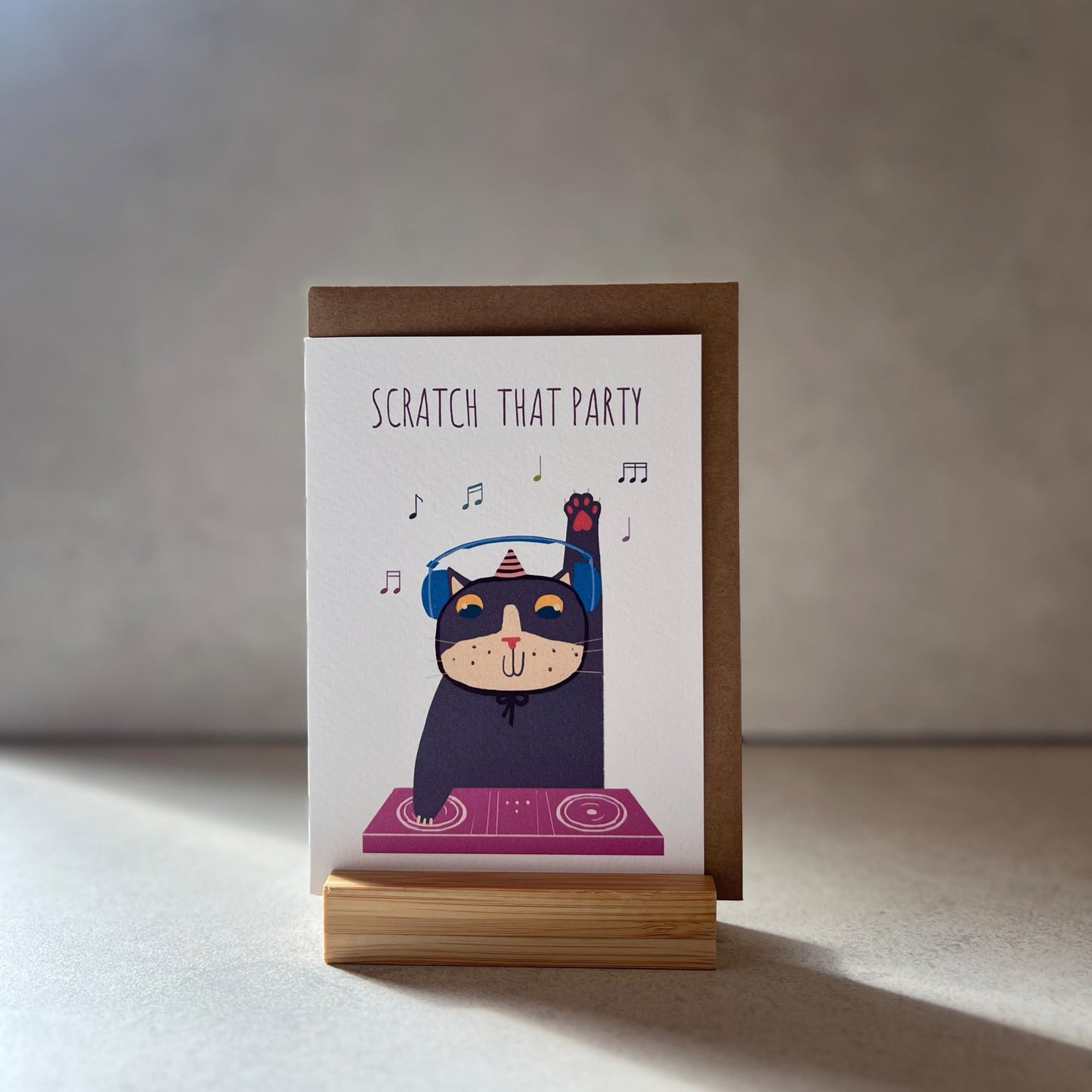 DJ Cat Birthday Greeting Card