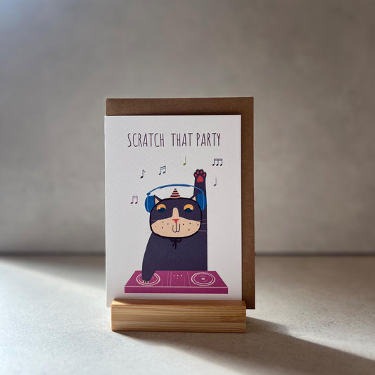 DJ Cat Birthday Greeting Card