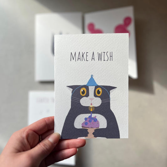 Make a Wish Cat Birthday Greeting  Card