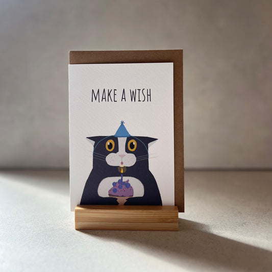 Make a Wish Cat Birthday Greeting  Card