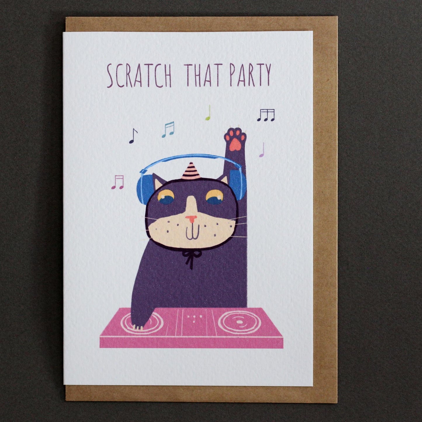 DJ Cat Birthday Greeting Card
